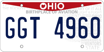 OH license plate GGT4960