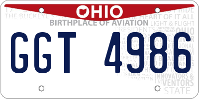 OH license plate GGT4986