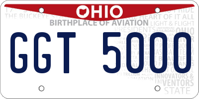 OH license plate GGT5000
