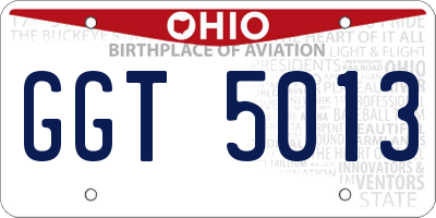 OH license plate GGT5013