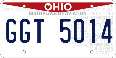 OH license plate GGT5014