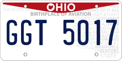 OH license plate GGT5017