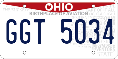 OH license plate GGT5034
