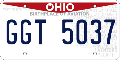 OH license plate GGT5037