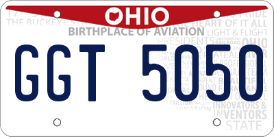 OH license plate GGT5050