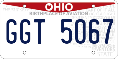 OH license plate GGT5067