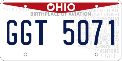 OH license plate GGT5071