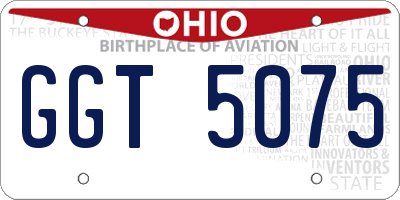 OH license plate GGT5075