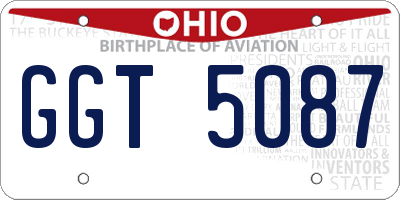 OH license plate GGT5087