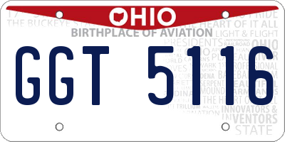 OH license plate GGT5116