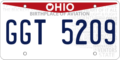 OH license plate GGT5209
