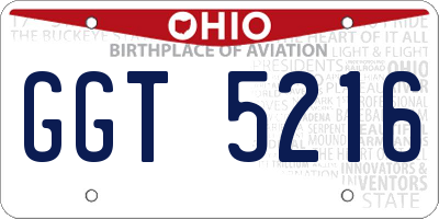 OH license plate GGT5216