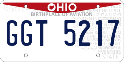 OH license plate GGT5217