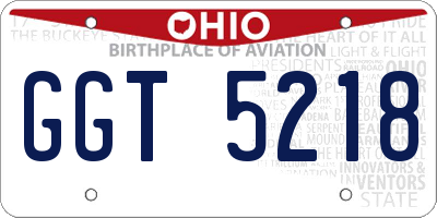 OH license plate GGT5218