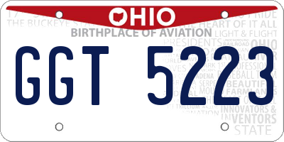 OH license plate GGT5223