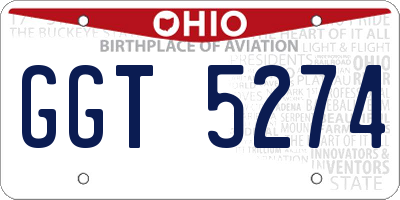 OH license plate GGT5274
