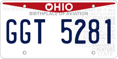 OH license plate GGT5281