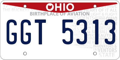 OH license plate GGT5313