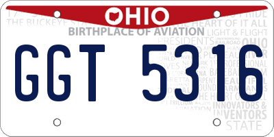 OH license plate GGT5316