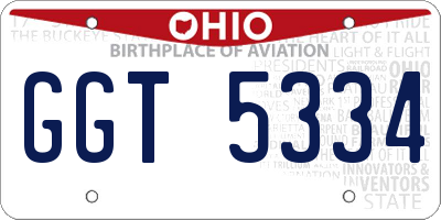 OH license plate GGT5334