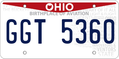 OH license plate GGT5360