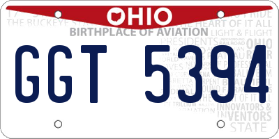 OH license plate GGT5394