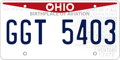 OH license plate GGT5403