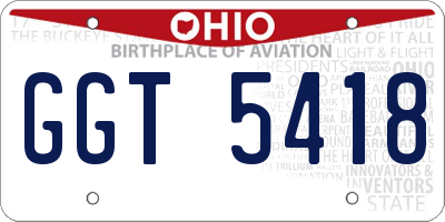 OH license plate GGT5418