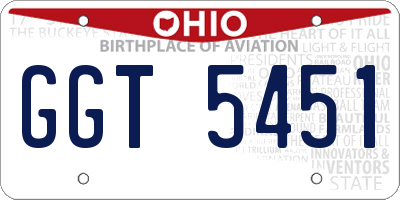 OH license plate GGT5451