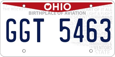 OH license plate GGT5463