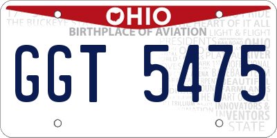 OH license plate GGT5475