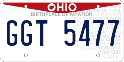 OH license plate GGT5477
