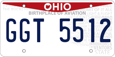 OH license plate GGT5512
