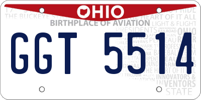 OH license plate GGT5514