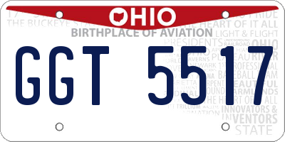 OH license plate GGT5517