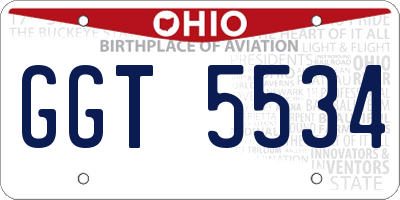 OH license plate GGT5534