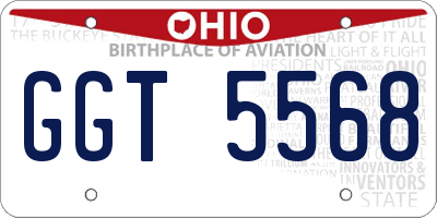OH license plate GGT5568
