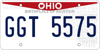 OH license plate GGT5575