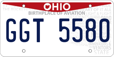 OH license plate GGT5580