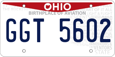 OH license plate GGT5602