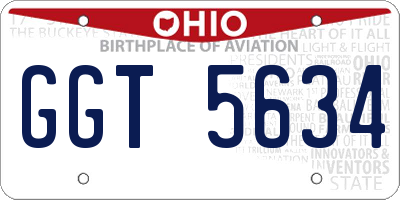 OH license plate GGT5634
