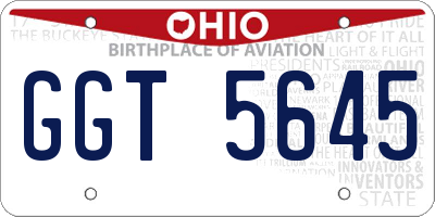 OH license plate GGT5645