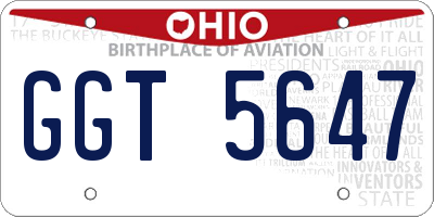 OH license plate GGT5647