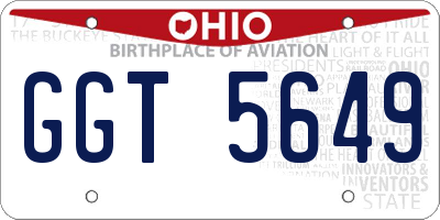 OH license plate GGT5649