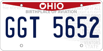 OH license plate GGT5652