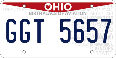 OH license plate GGT5657