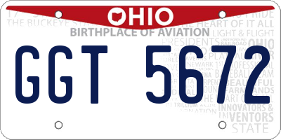 OH license plate GGT5672
