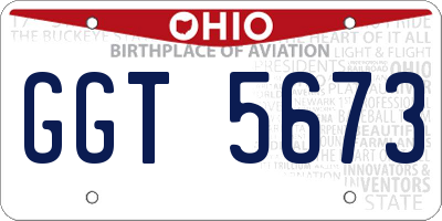 OH license plate GGT5673