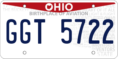 OH license plate GGT5722