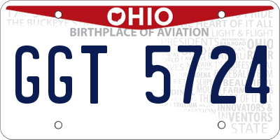 OH license plate GGT5724